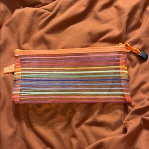 Colorful Striped Mesh Pouch